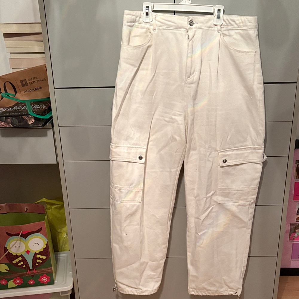 Forever 21 White Cargo Jeans